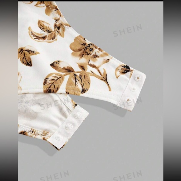 FWP SHEIN Plus size Floral Shaping Body Suit in Black or cream/ivory - Picture 4 of 8